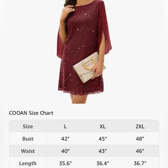 Dark Red Sequin Cocktail Dress - Picture 3 of 3